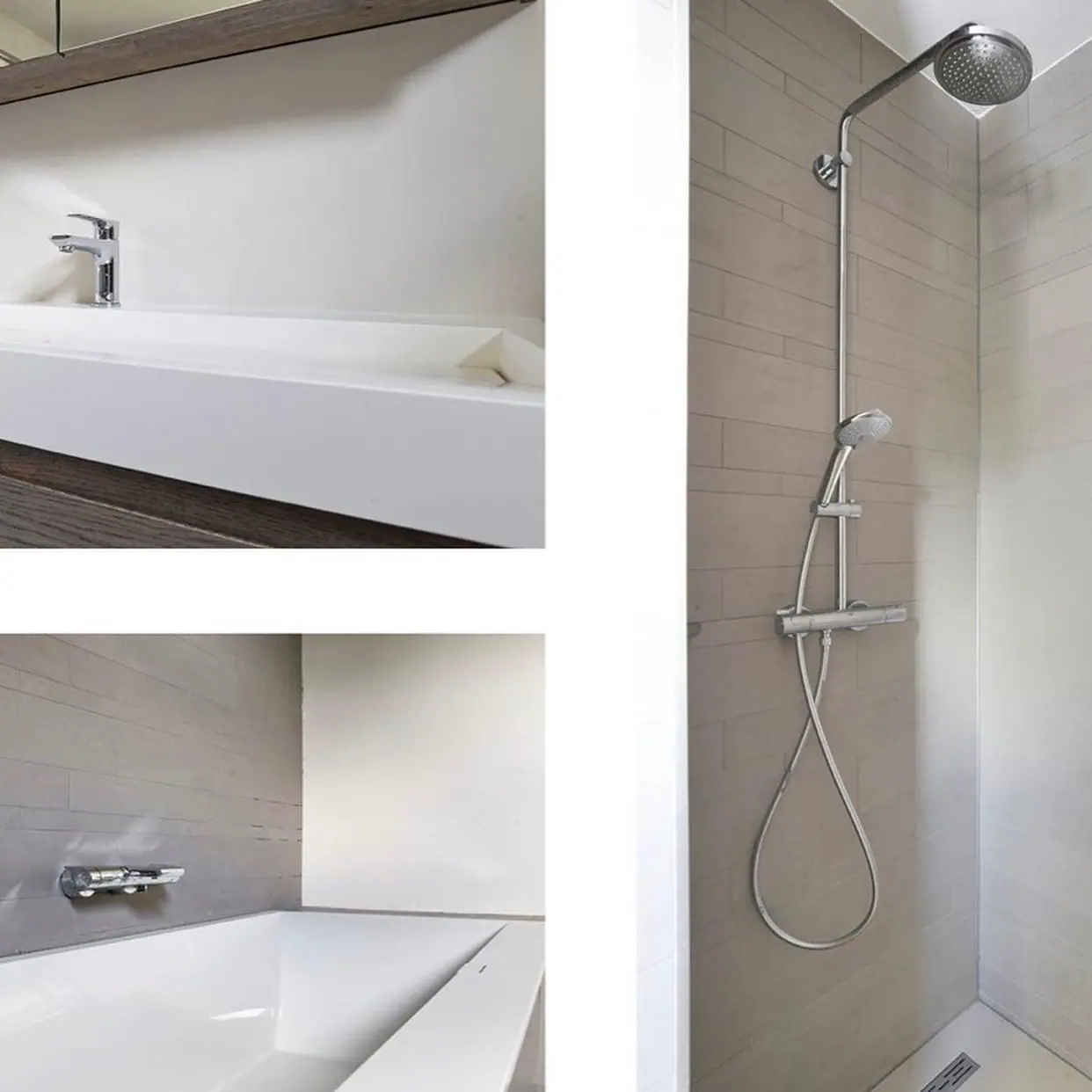 Badkamer met douche en bad