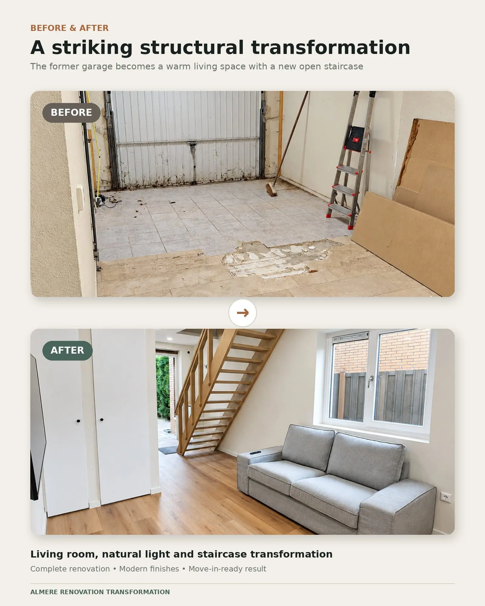 Voor en na: nieuwe trap en woonkamer